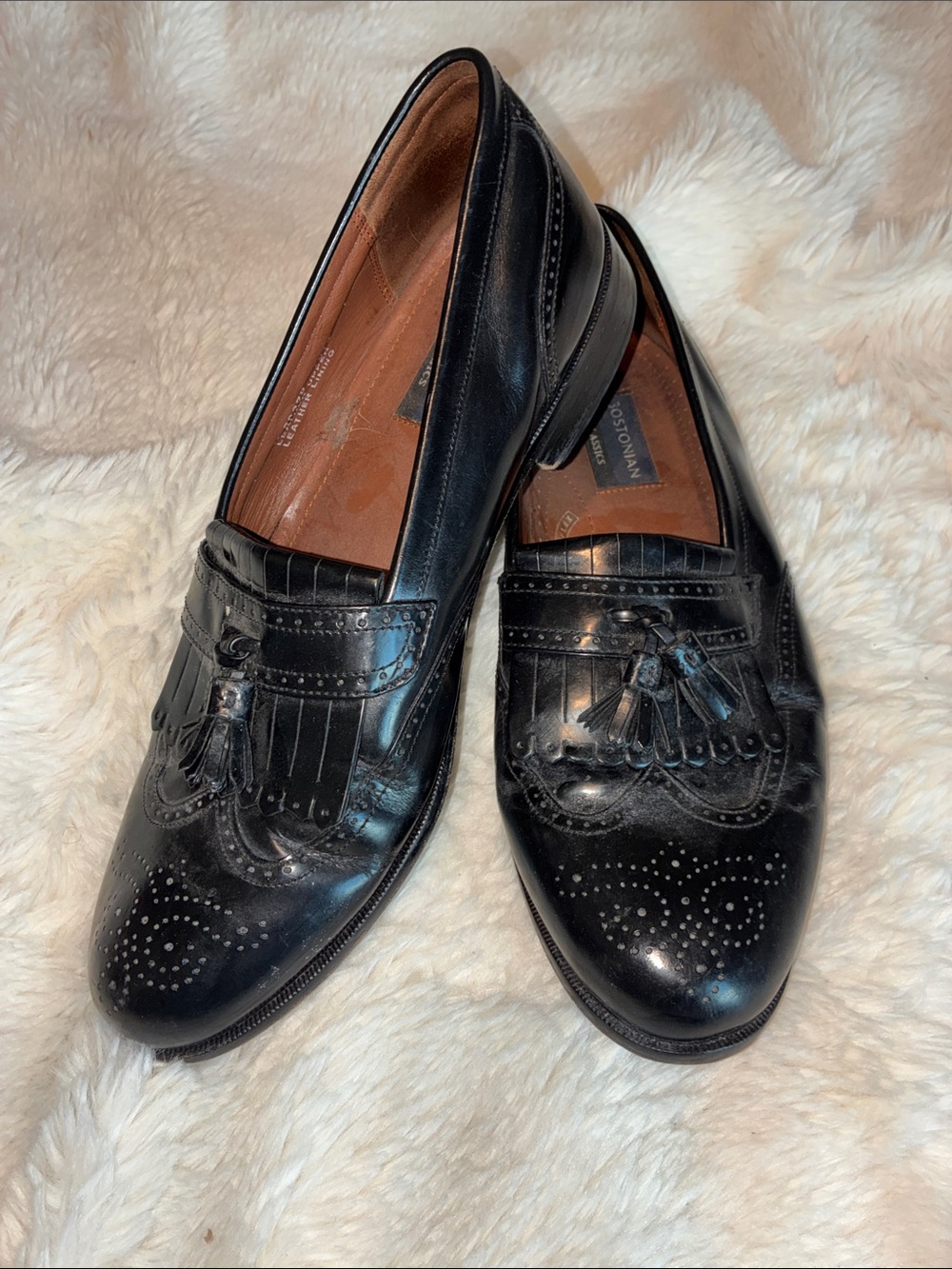 Bostonian Black Leather Tassel Kiltie Loafers